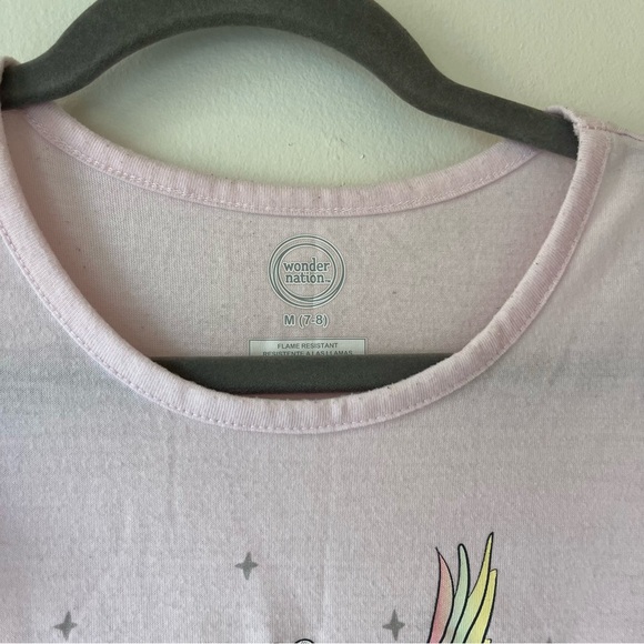 🌼 5/$25 Wonder Nation Girls Pink Unicorn Pegasus Nightgown Sleep Dress Size 7/8 - Picture 3 of 7